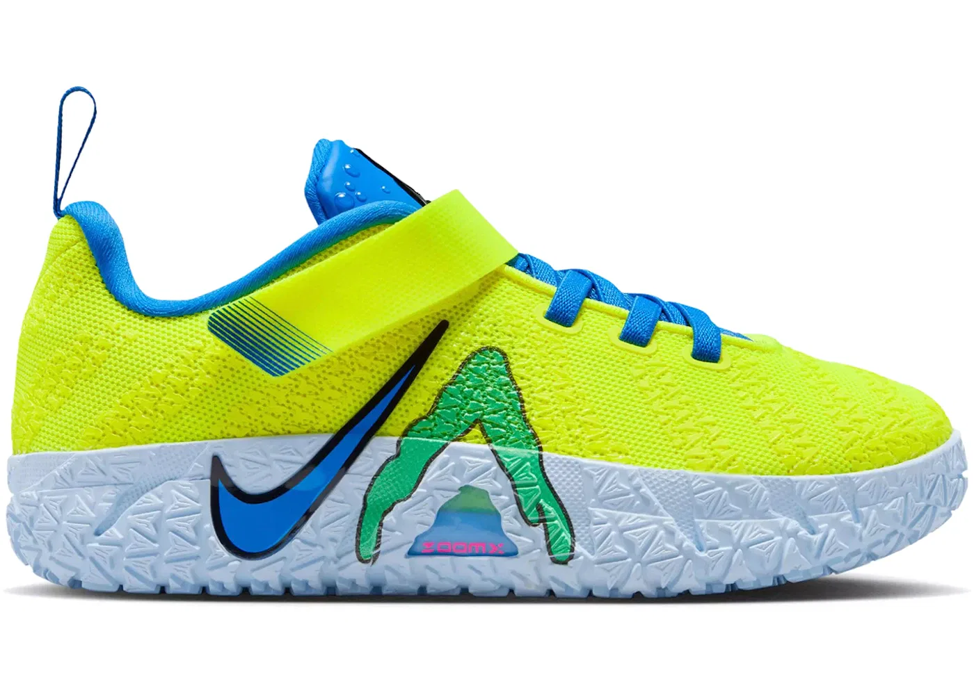 Детские кроссовки для мальчиков с цветным дизайном Nike Ja 3, Lemon Venom/Deep Royal Blue/Light Green Spark/Light Photo Blue