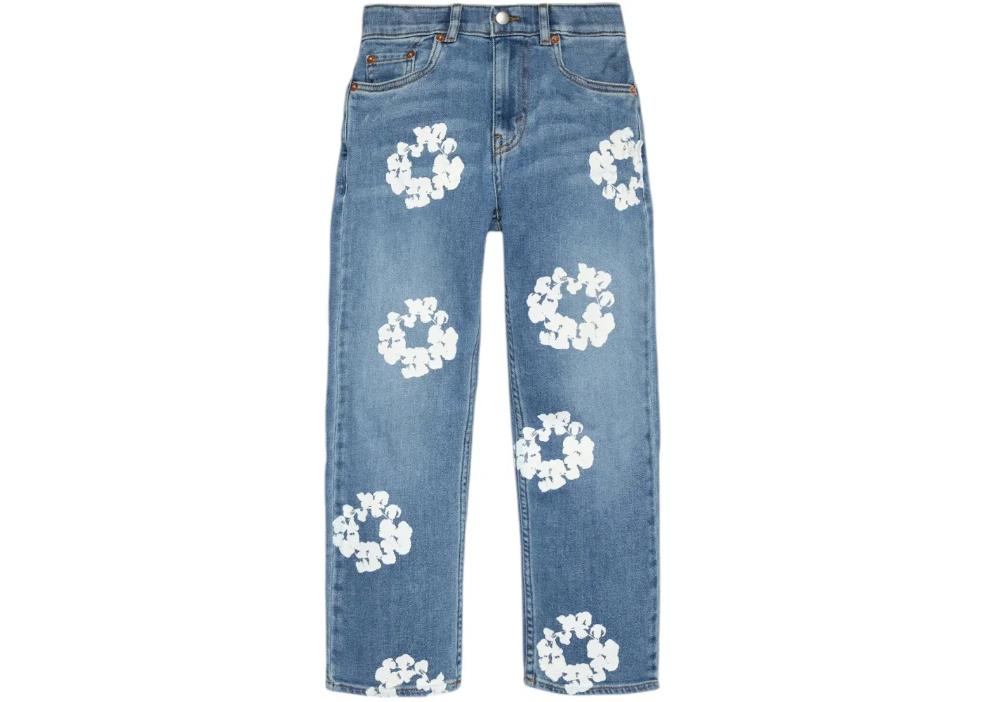 Детские джинсы с принтом Cotton Wreath Denim Tears, Light Indigo