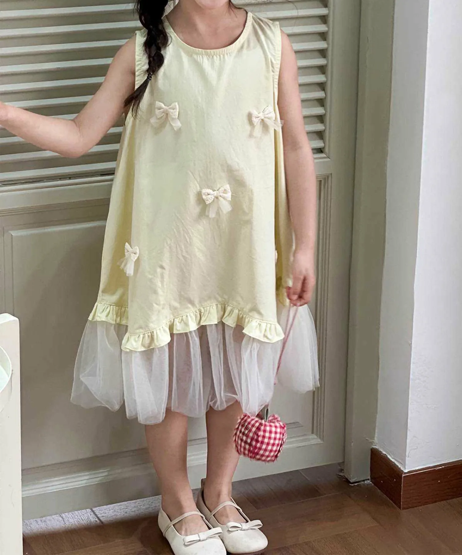Детское платье без рукавов из тюля Aimoha Kids, Yellow