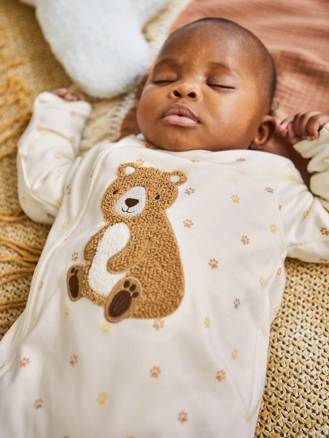 Боди-слип с аппликацией медведя Jojo Maman Bébé, кремовый — фото 3