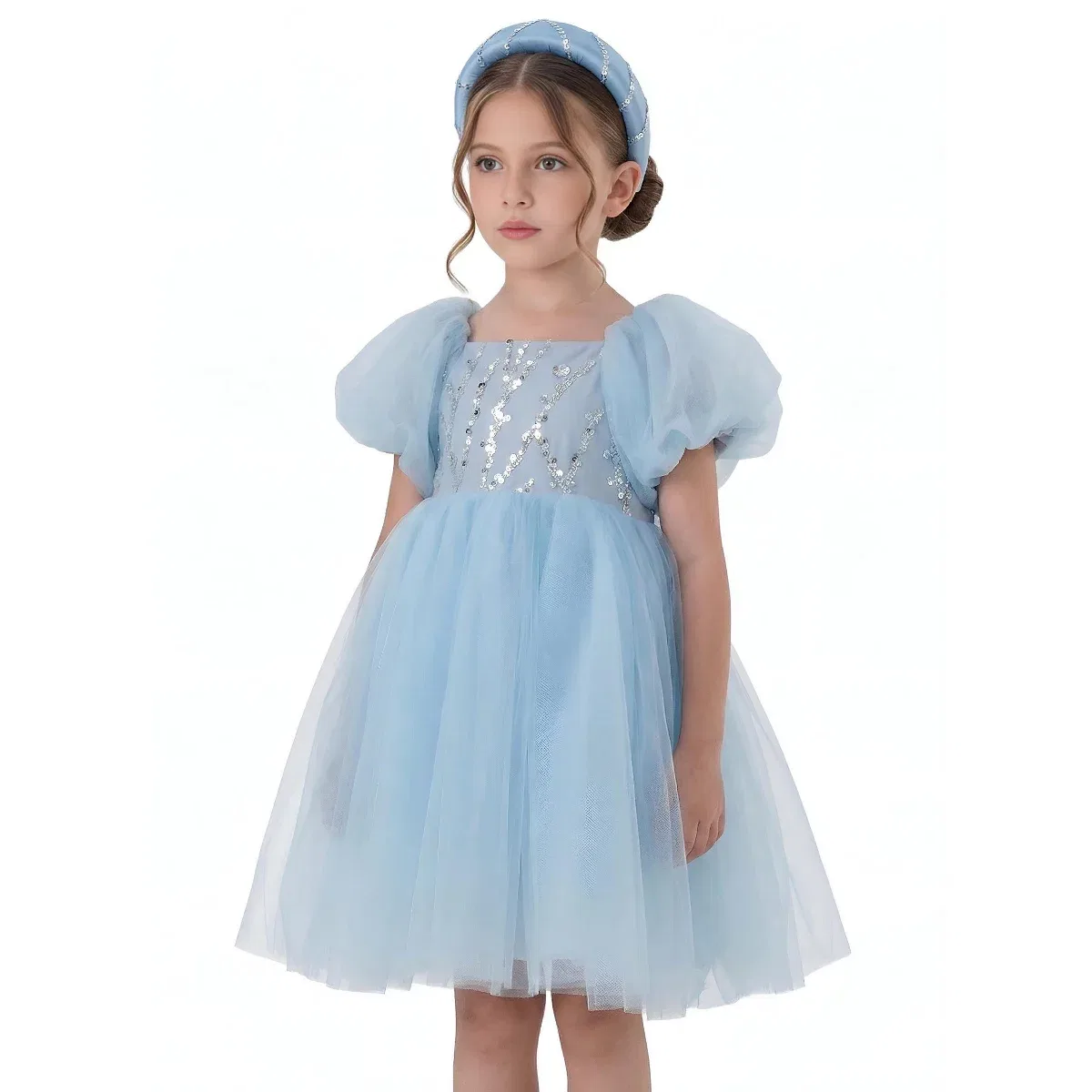 Детское платье для девочек с пайетками 2Bunnies, Light Blue