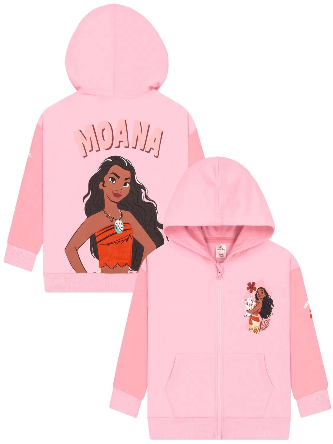 Худи на молнии с принтом Moana Character, розовый