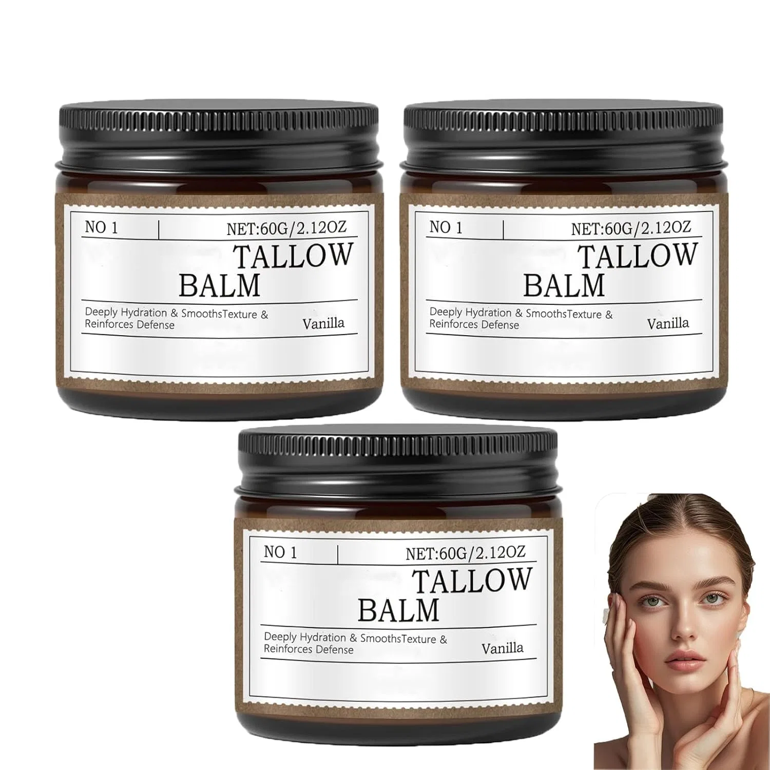 Крем для лица и тела Tallow Care увлажняющий, 60 мл, 3 шт, yxcully