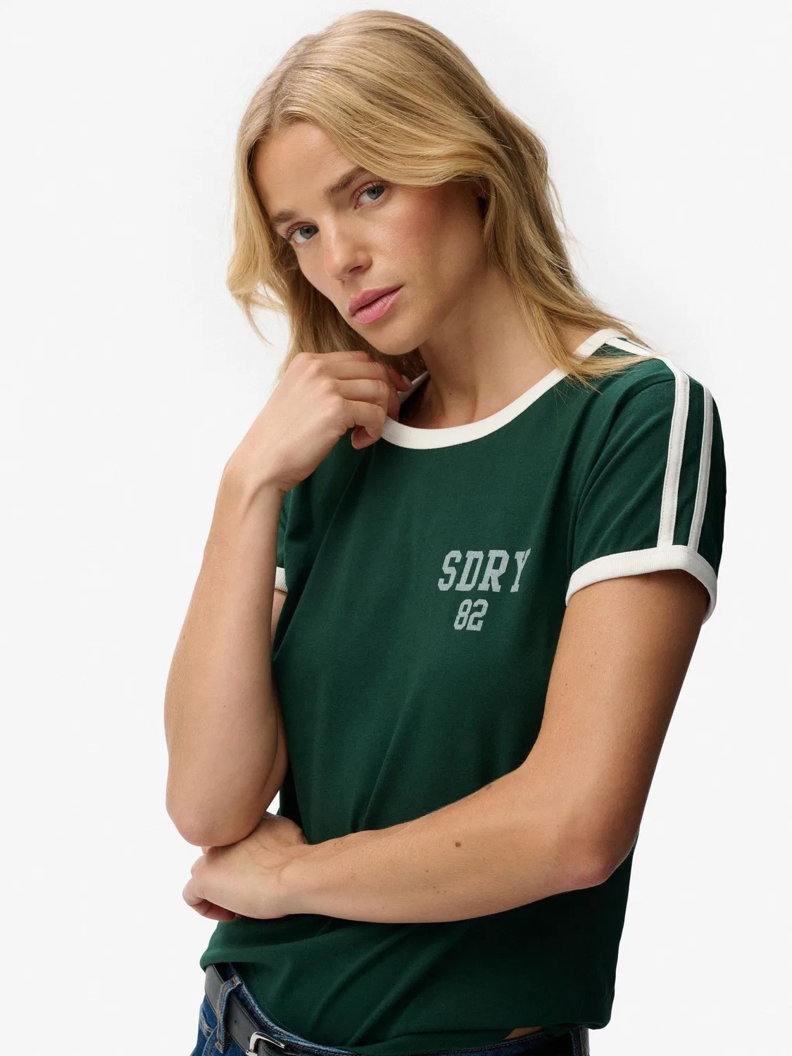 Футболка с контрастными полосками Athletic Essentials Side Stripe Superdry, зеленый