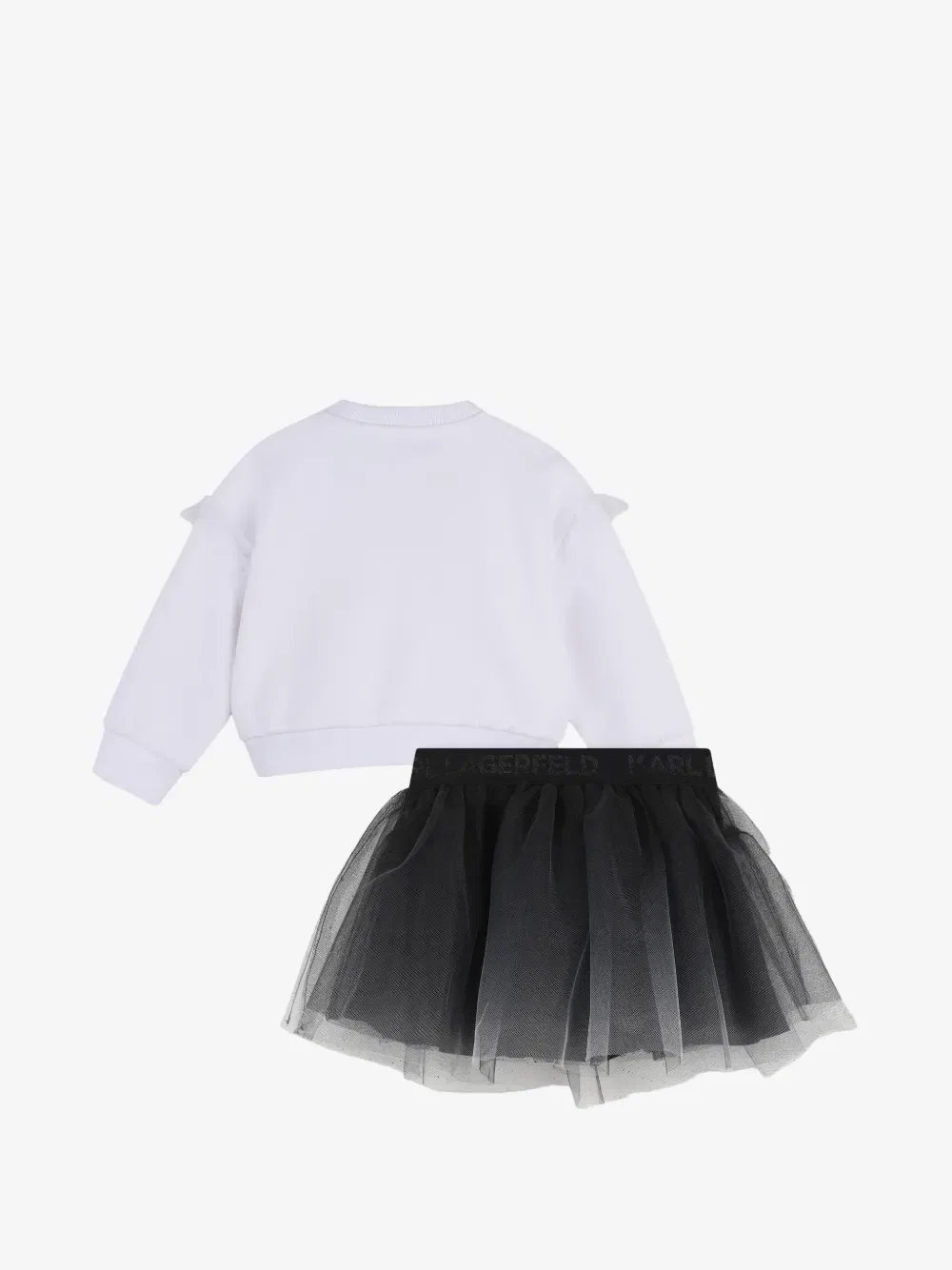 Комплект из толстовки и юбки с логотипом и вставками Karl Lagerfeld Kids, белый — фото 2