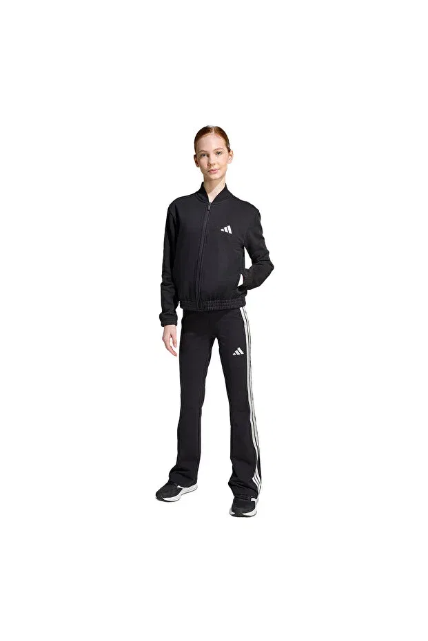 Детский спортивный комплект для девочек однотонный Adidas, Black