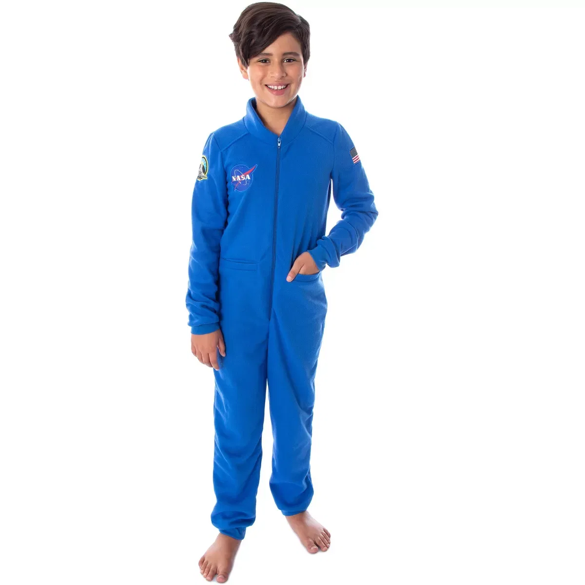Детская пижама-комбинезон с принтом NASA Boys' Meatball One Piece Astronaut Space Suit Pajama Union Suit, Blue