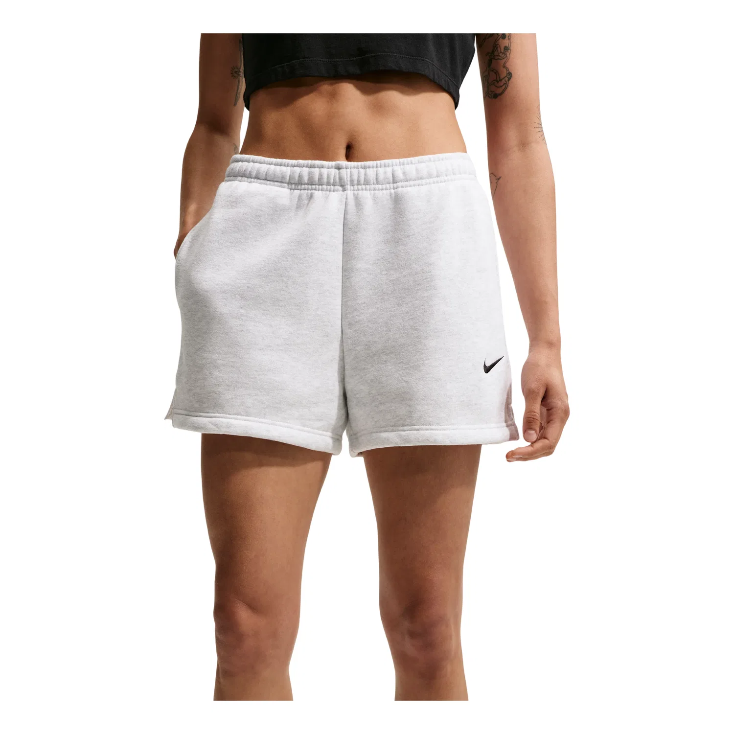 Женские шорты Studio Fleece Medium Mid-Rise Shorts 'Birch Heather Black' Nike, Birch Heather/Black