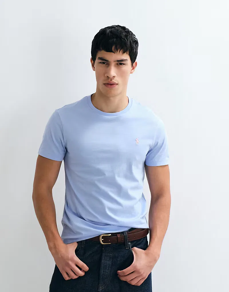 Футболка Polo Ralph Lauren Icon Logo Custom Slim, синий — фото 3