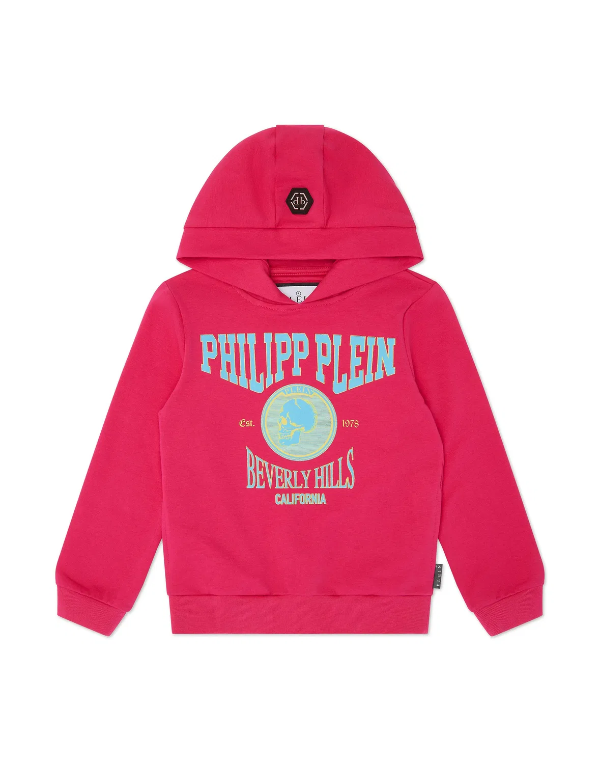 Детское худи на молнии с принтом PHILIPP PLEIN, Fucsiafluo