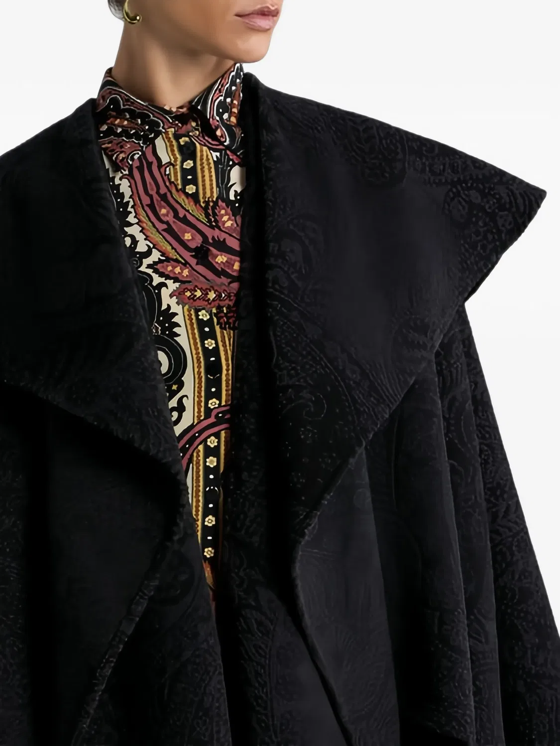 Кейп с жаккардовым узором в стиле пейсли ETRO, черный — фото 3