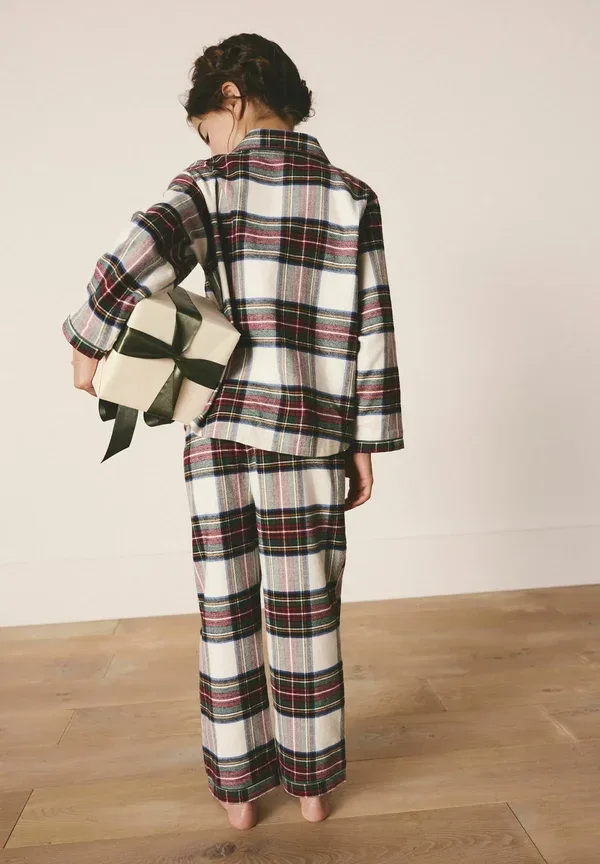 Пижамный комплект с клетчатым узором Regular Fit Single Button Through Set Next, neutral/red check, красный — фото 3