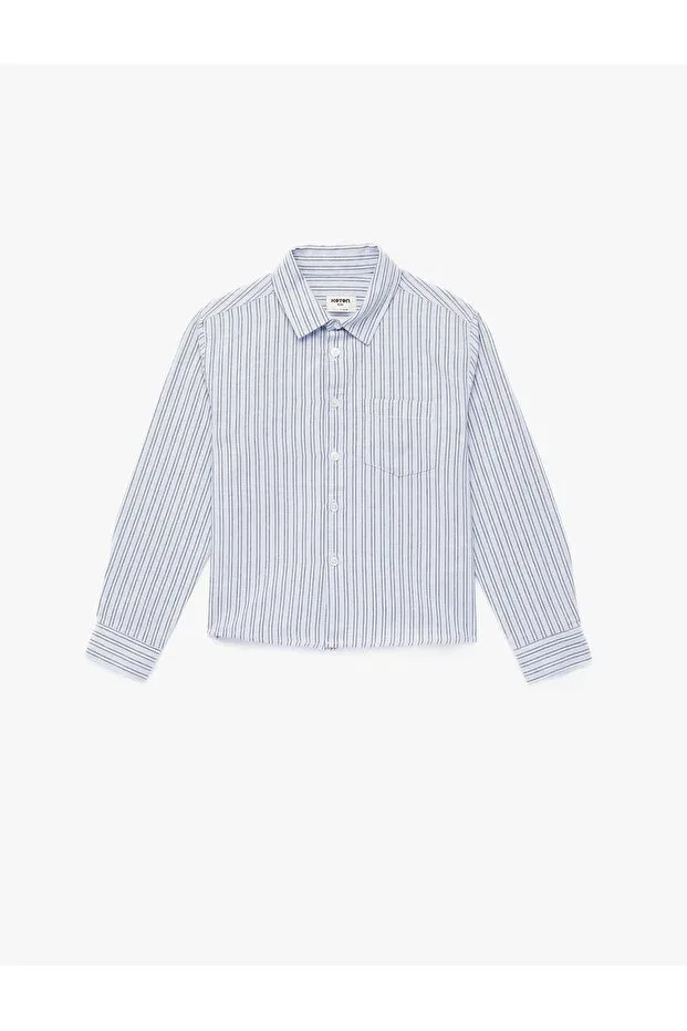 Детская рубашка для мальчиков с длинным рукавом Koton, Blue Striped — фото 2