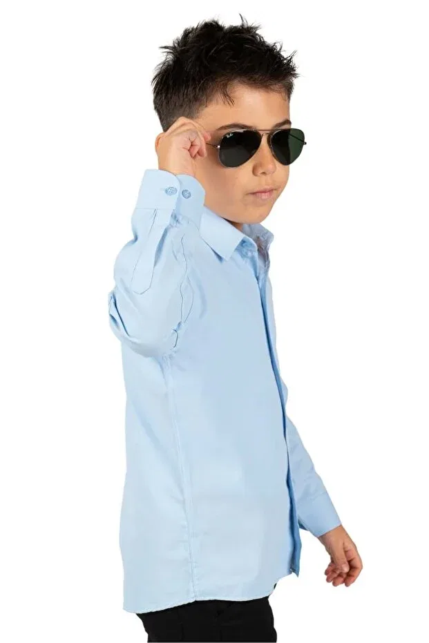 Детская рубашка для мальчиков с длинным рукавом Mnk Baby&Kids, Blue — фото 3