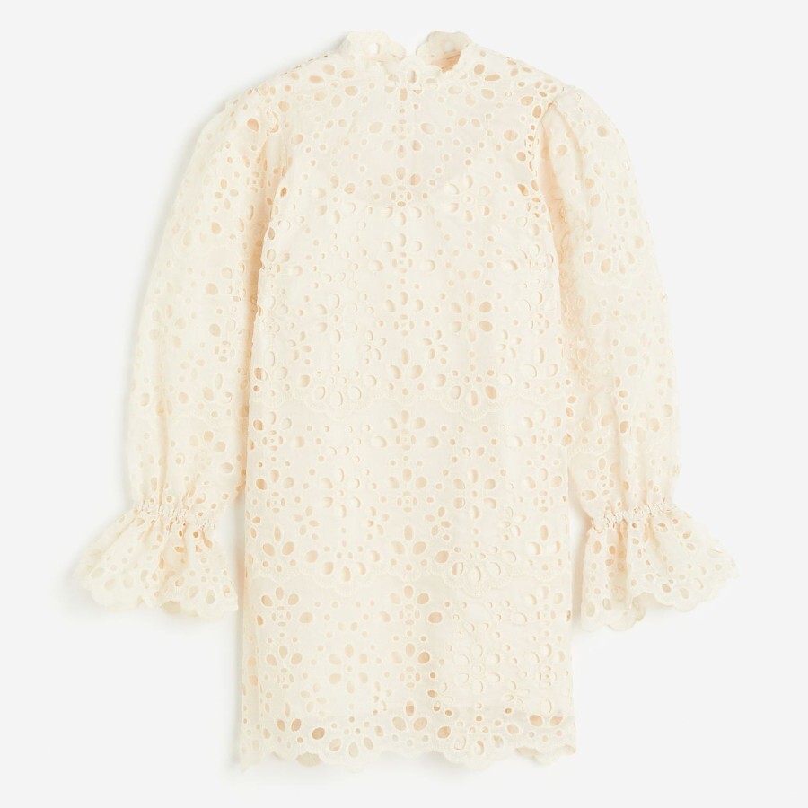 

Платье H&M Eyelet Embroidery, кремовый, Бежевый, Платье H&M Eyelet Embroidery, кремовый