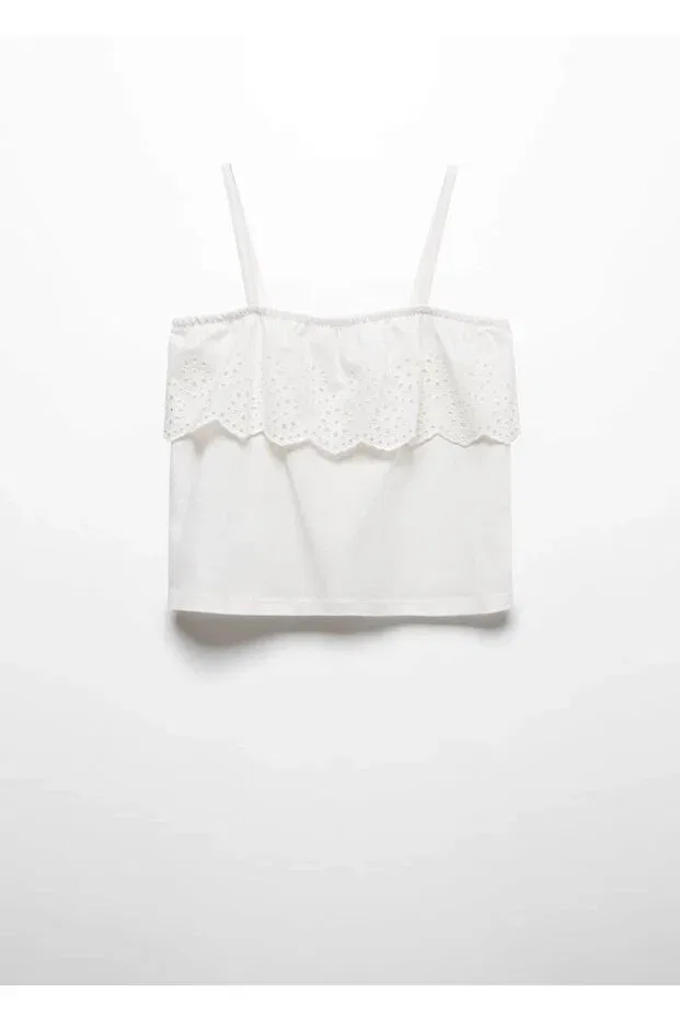 Детская футболка для девочек хлопковое Mango Kids, Off White