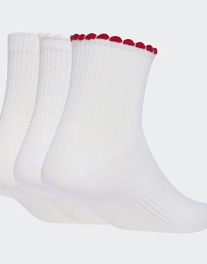 Женские графические носки Adidas Performance, комплект из 3 пар, белый/алый/черный — фото 2
