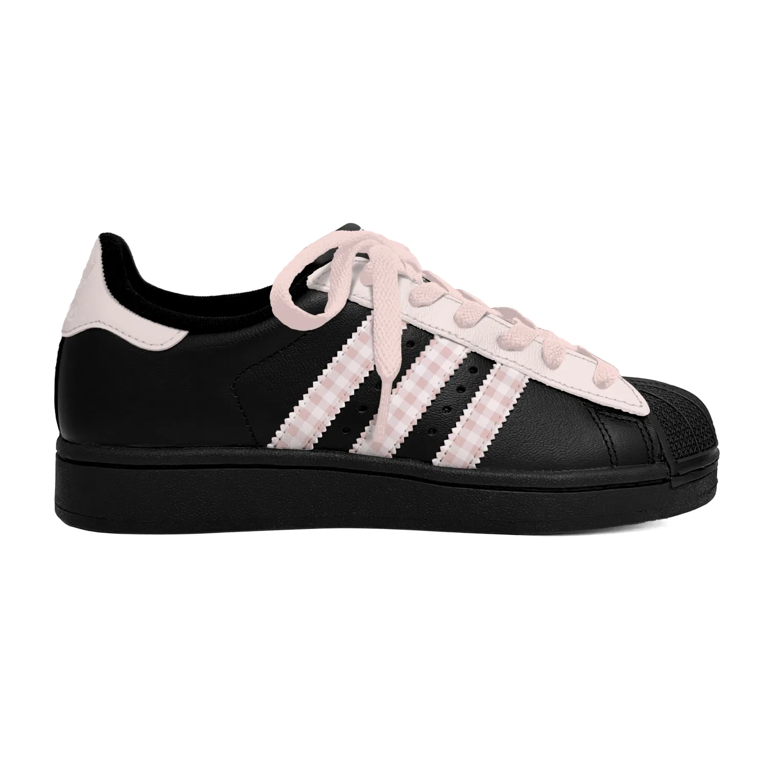 Детские кроссовки для скейтбординга с принтом Adidas Originals Superstar 2, Pink Plaid — фото 3