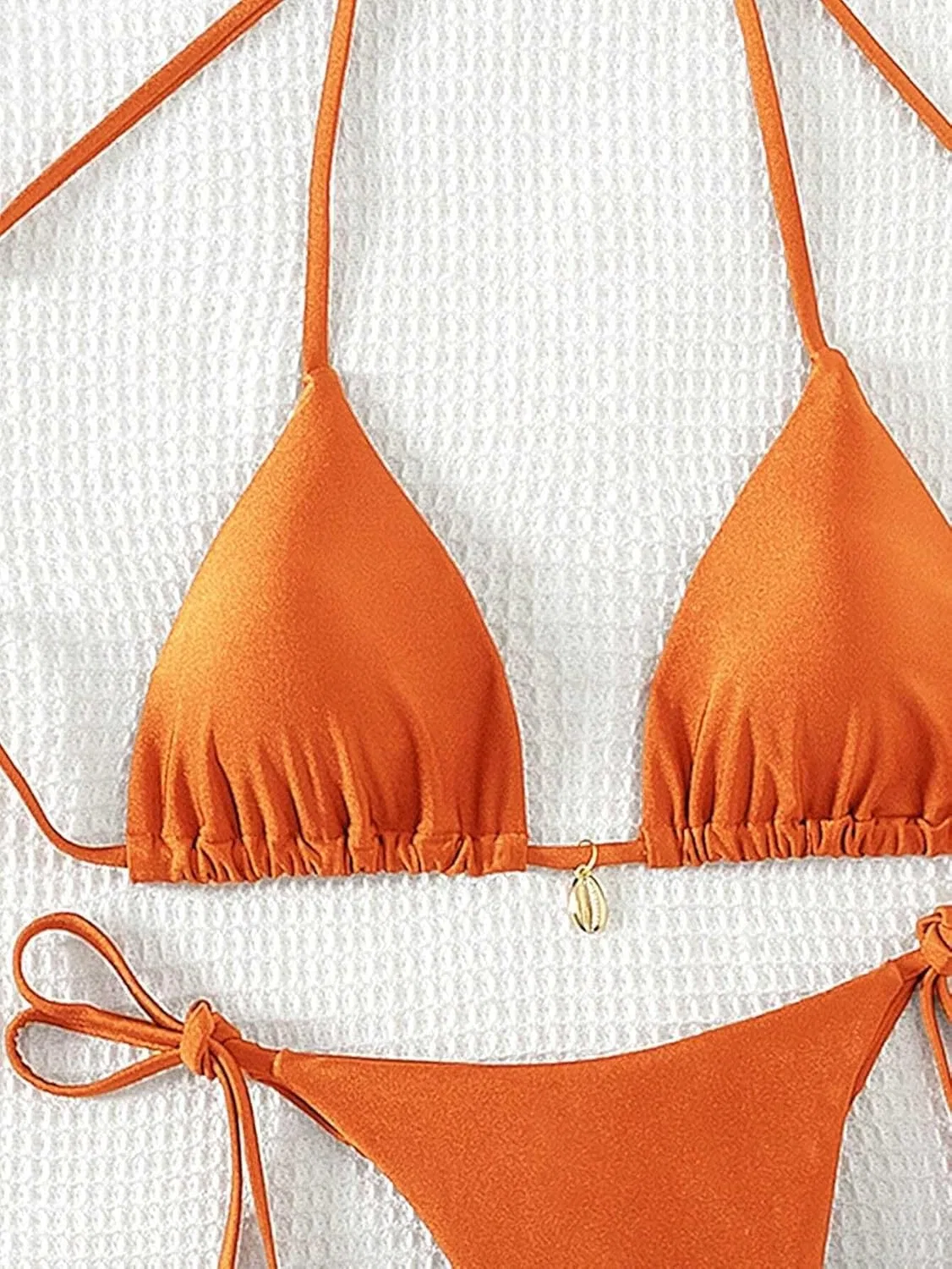 Женский бикини-сет с высокой талией и завязками на спине Orange — фото 4