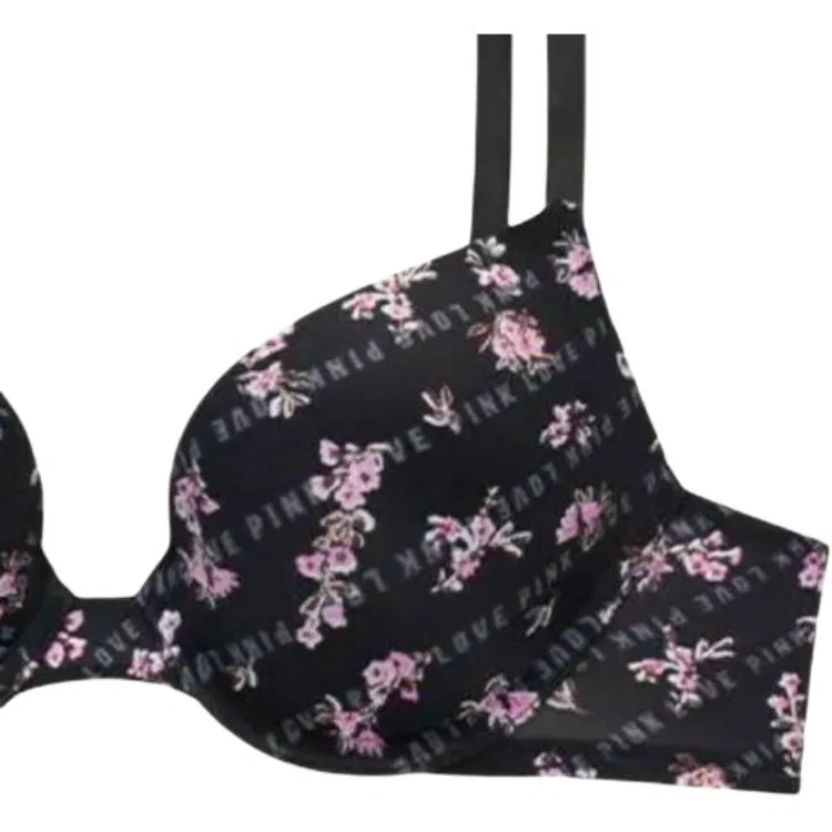 Женский бюстгальтер с принтом Victoria's Secret, Black Floral Print — фото 3