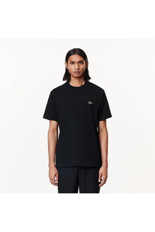 Футболка мужская Lacoste, хлопок, однотонная, черный