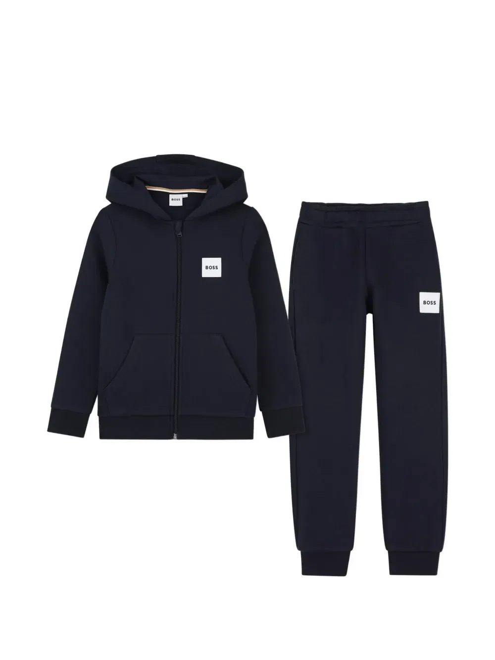 Спортивный костюм на молнии с нашивкой-логотипом BOSS Kidswear, синий