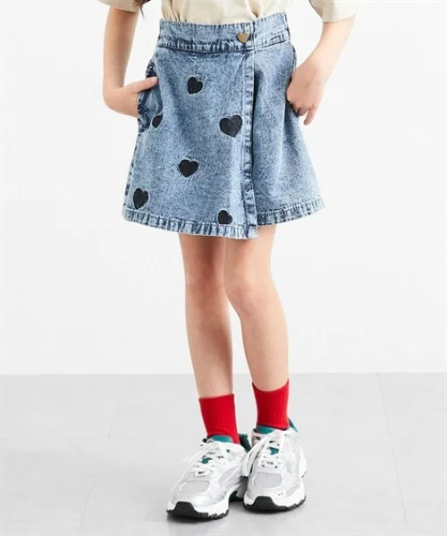 Детские шорты с вышивкой в виде сердечек, модель Heart Embroidery QUNTSTYLE, Sax Blue