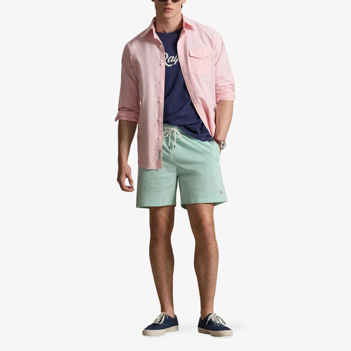 Полосатые плавательные шорты Traveller Polo Ralph Lauren, зеленый — фото 2