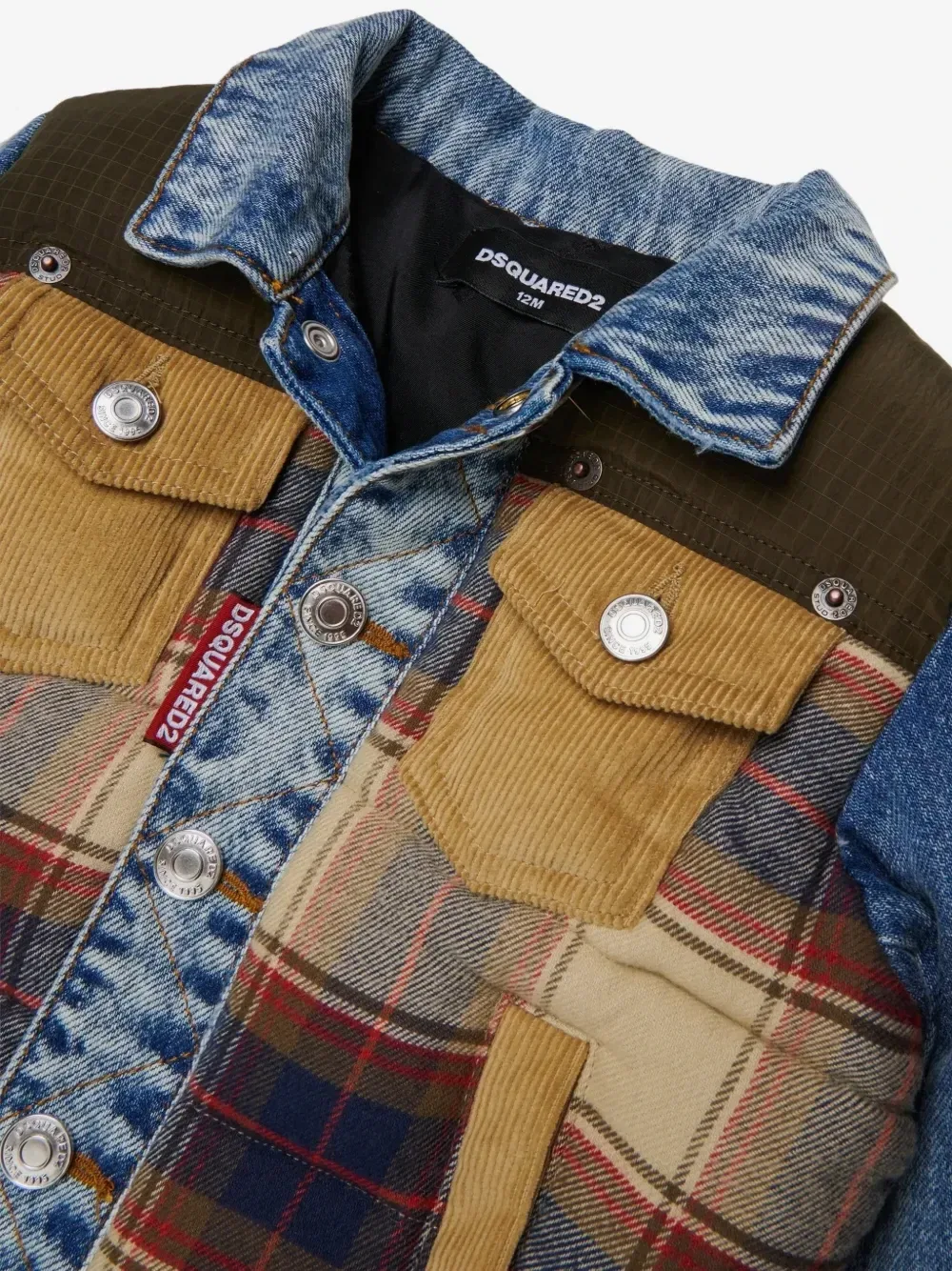 Пуховик в технике пэчворк DSQUARED2 KIDS, синий — фото 3
