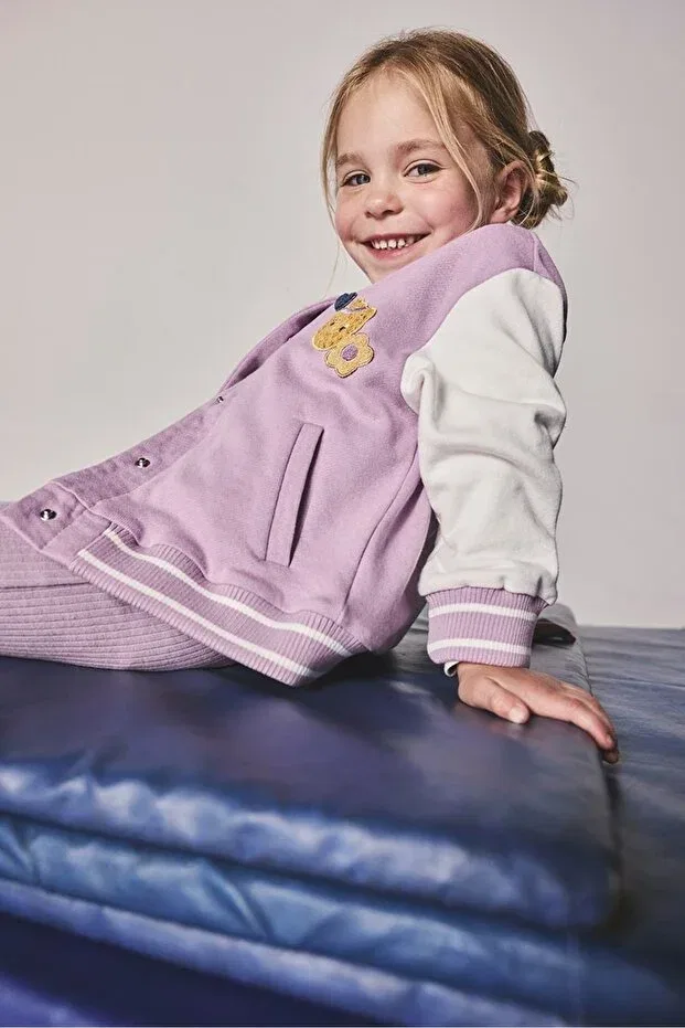 Детское пальто-бомбер для девочек с принтом Mothercare, Lilac — фото 3