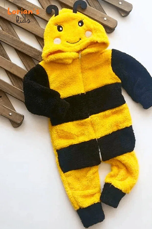 Детский комбинезон для девочек из флиса Bee Soft Plush Zippered Baby Rompers Lorian'S, Yellow — фото 3