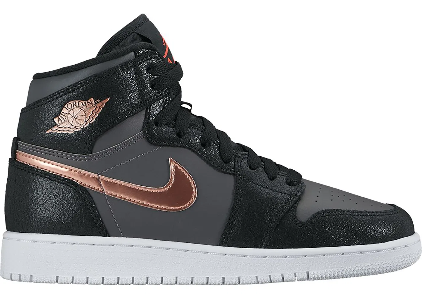 Детские кроссовки Lifestyle с высоким верхом Jordan 1 Retro High Jordan, Black/Metallic Red Bronze-Dark Grey-White