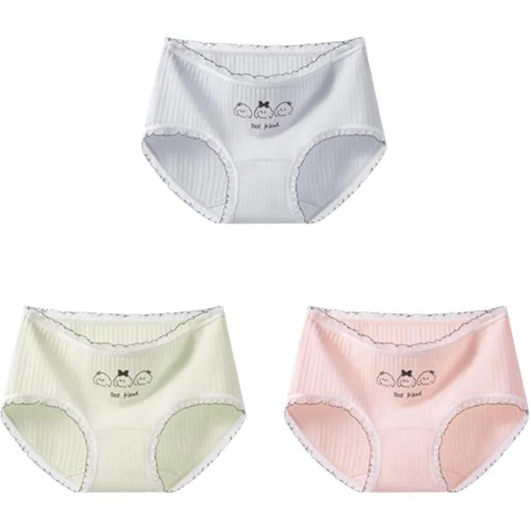 Детские трусы для девочек хлопковые 3 шт Red Bean, Blue Green Pink