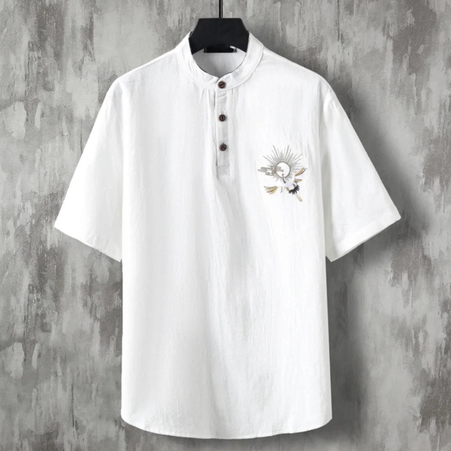 Мужская футболка с принтом Vintage, Henley Shirts, White — фото 2
