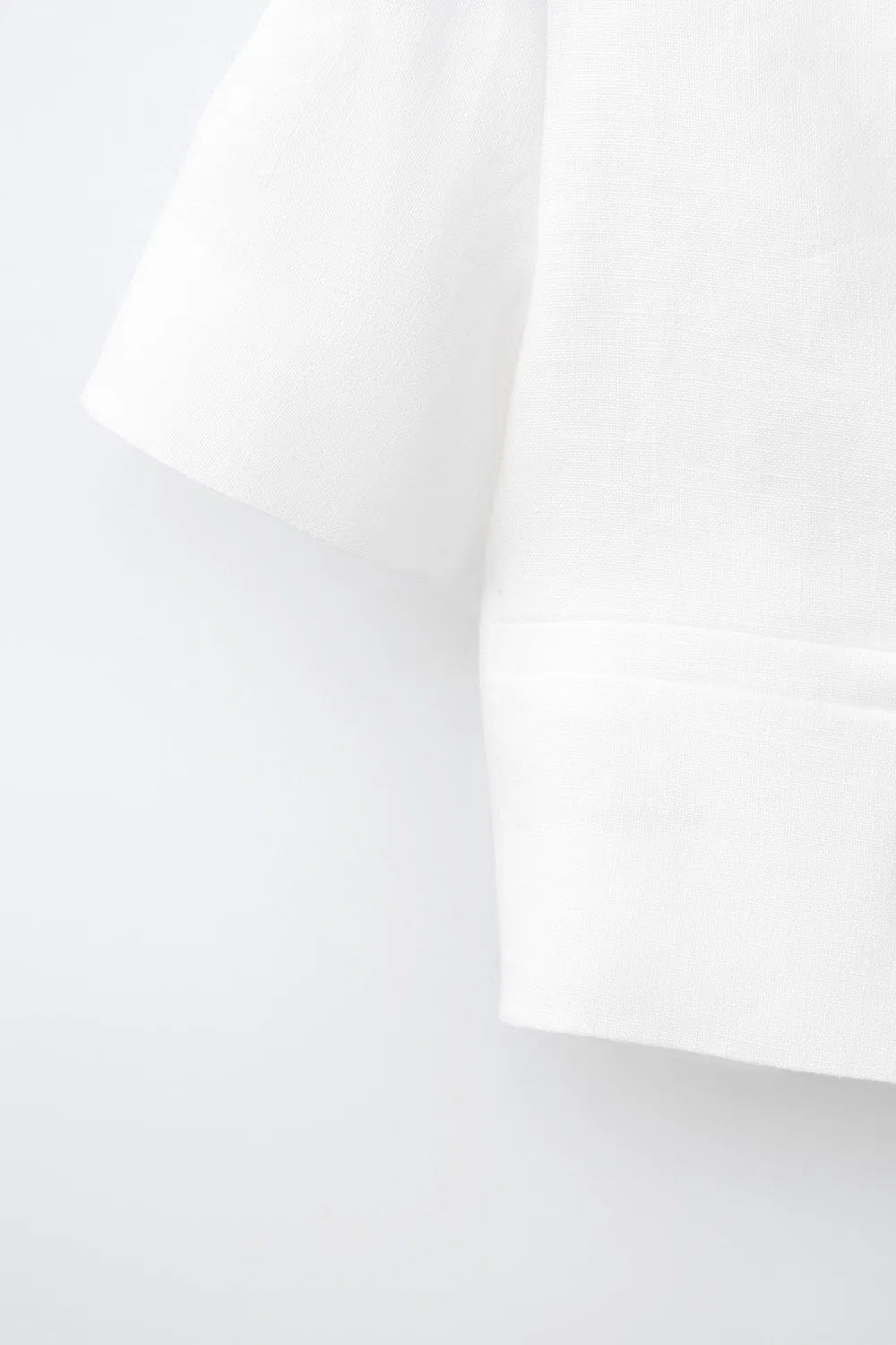 Укороченный блейзер из 100% льна ZARA, Oyster-White — фото 4