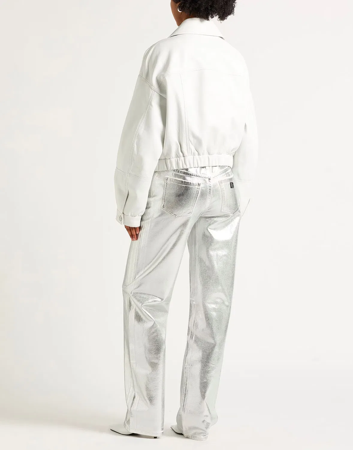 Женская кожаная куртка-косуха с длинным рукавом Dsquared2, белый — фото 3