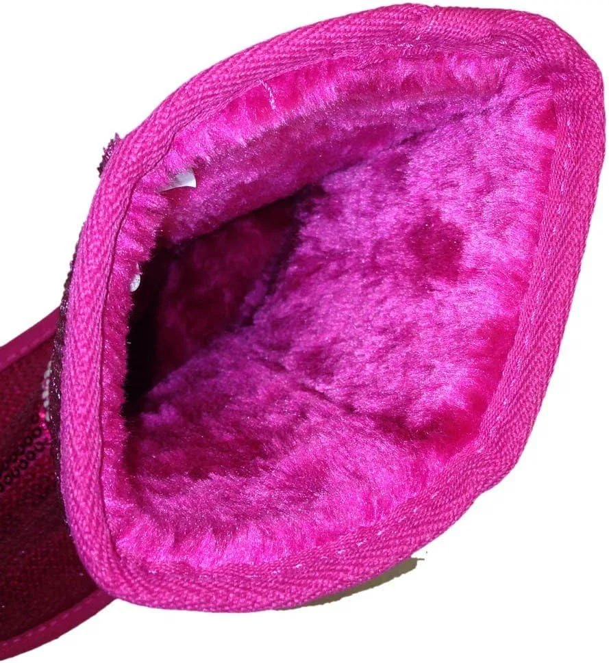 Детские сапоги для девочек с пайетками и искусственным мехом Dona Michi, Pink — фото 2