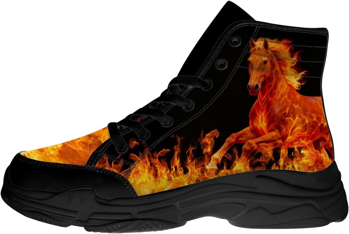 

Высокие кеды с лошадкой для женщин и мужчин, кружевные кроссовки на платформе, подарок для нее и для него Generic, черный/красный