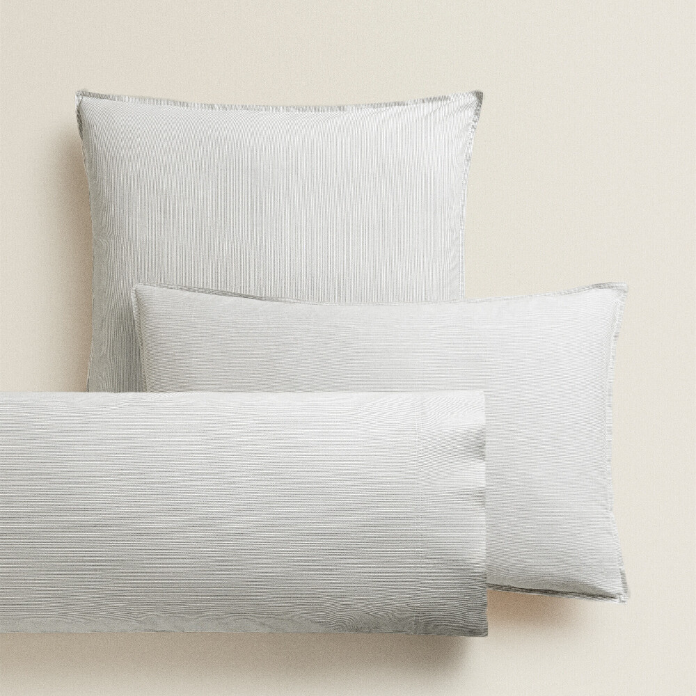

Наволочка Zara Home Striped Cotton, серый