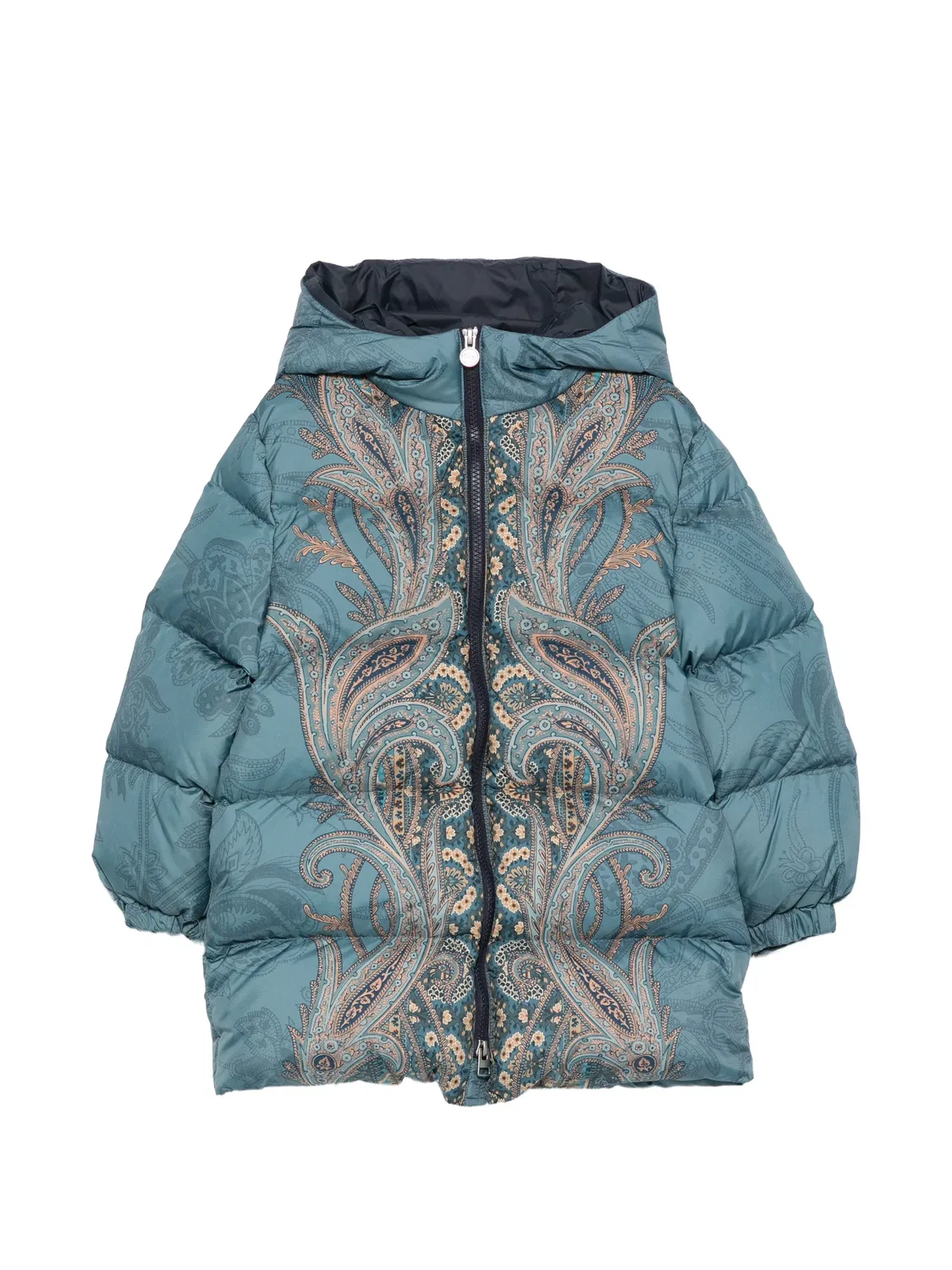 Пуховик с принтом пейсли Etro Kids, синий