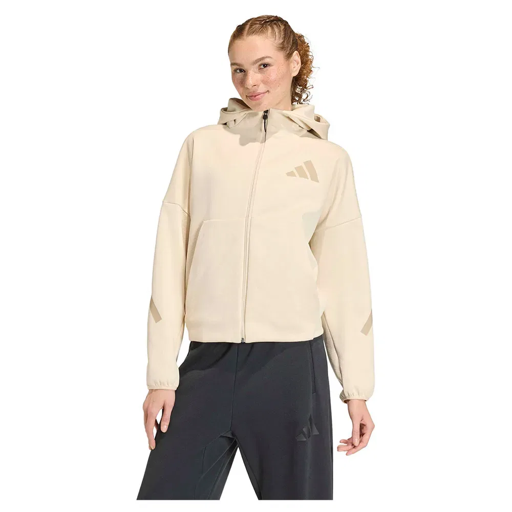 Худи на молнии ZNE Adidas, бежевый