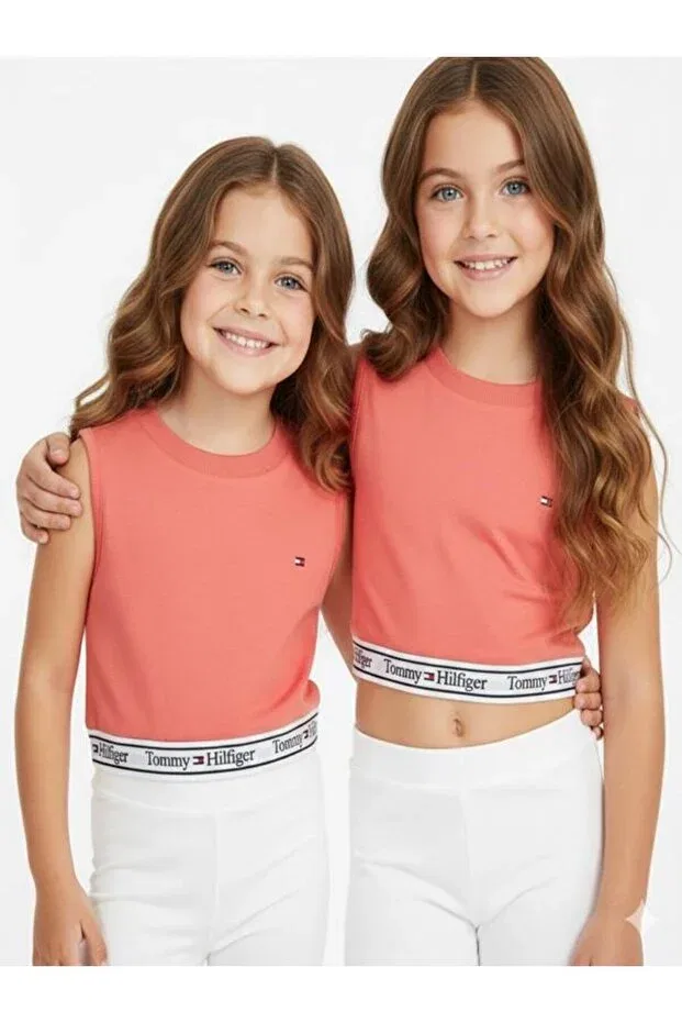 Детский топ-футболка для девочек без рукавов Tommy Hilfiger, Pink — фото 4