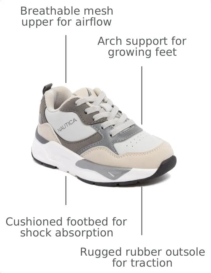 Детские кроссовки с легким дышащим сетчатым верхом Nautica, Grey Multi — фото 3