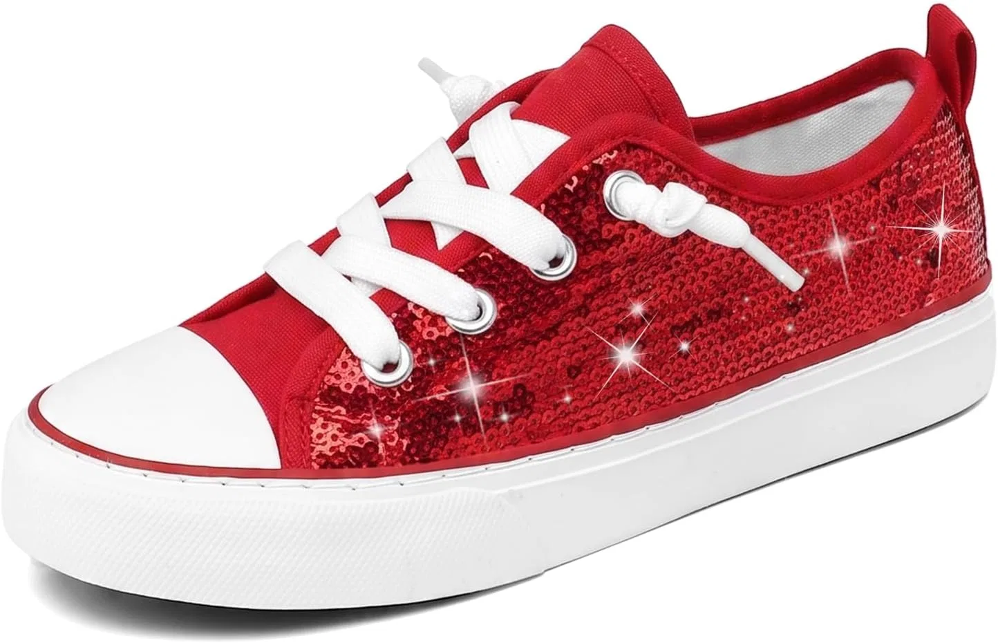 Детские кеды для девочек с блестками Sparkle Glitter Sequins AOVOG, Sequins Red