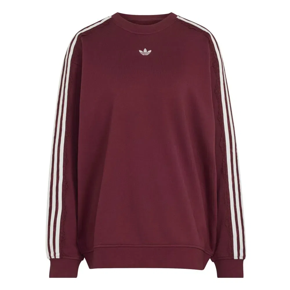 Женский свитшот оверсайз Lace 3-Stripes Adidas Originals, Red