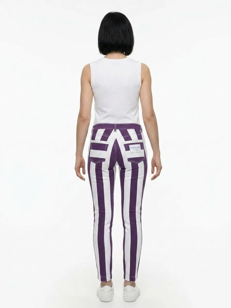 Женские узкие брюки с пятью карманами Bicolor Cotton Skinny Pants Dolce & Gabbana, Bicolor — фото 2