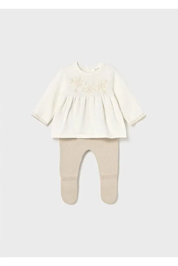Детский комплект платьев для девочек Winter baby girl set of 2 dresses Mayoral, Nude Color — фото 2