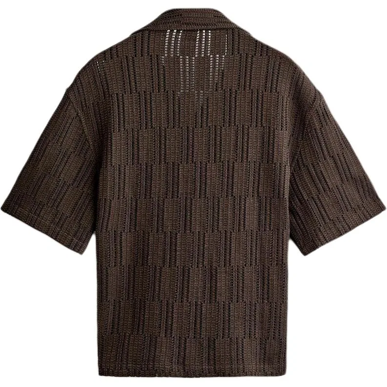 Мужская рубашка с лацканами Brown ZARA, Коричневый — фото 3