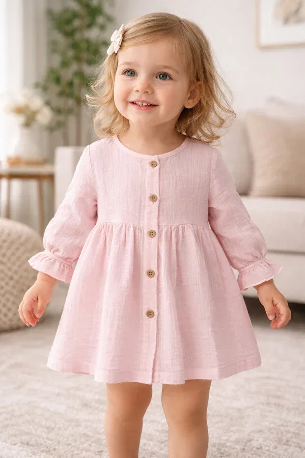 Детское платье для девочек хлопковое Uğur Bebe, Pink