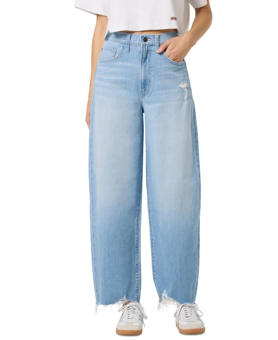 Джинсы с высокой посадкой, широкие, с потертостями Hudson Jeans, Hanalei